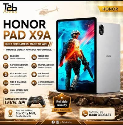 Honor Pad X9A | 8GB / 128GB Storage | Snapdragon 685 | Gaming Tablet