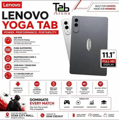 Lenovo Yoga Tab 12GB 256GB Snapdragon 8 Gen 3 | 120FPS Gaming Tab