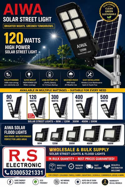 120w LED Solar Light/ 12 Hours Backup/1 Year warranty