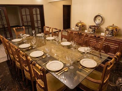 Luxury 12 Seater Dining Table with Buffet Console