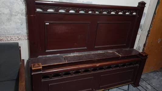 King Size Pure Wood Bed with Spring Mattress