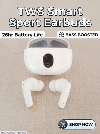 TWS Smart sports Earbuds white long_lasting Bettery fast charge