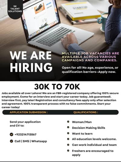 HIRING FOR 80 PLUS CALL CENTERS ACROSS LAHORE|FRESHERS CAN APPLY|