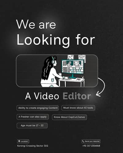 we are looking for video editor