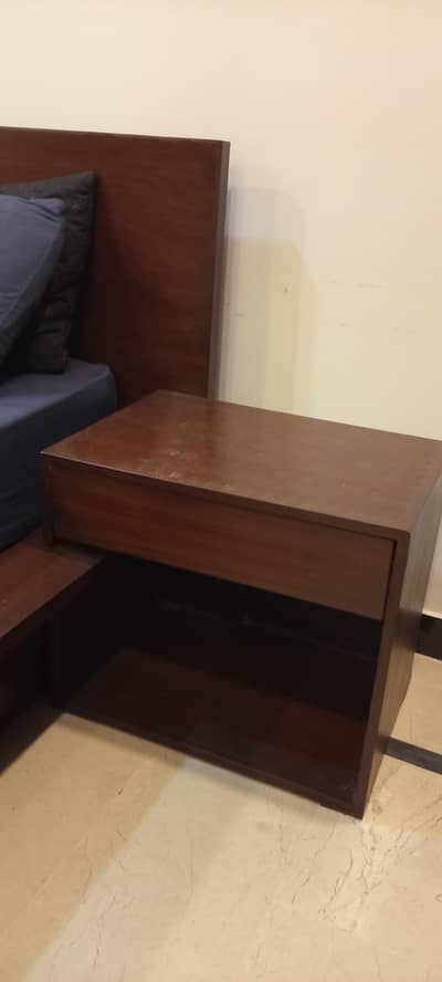 Bed with side tables and mattress