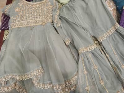 3 piece sharara set  medium size with work wore once only 2 hours