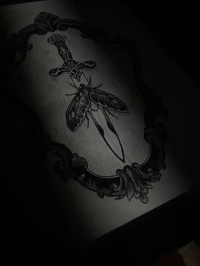 Handmade drawing in a customised frame