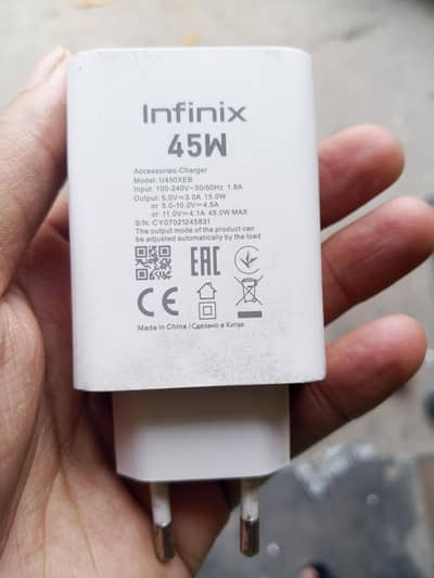 Infinix hot 60i 45 wat original charger hai for sale