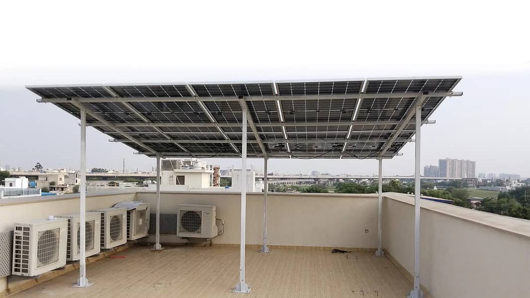 Structure Elevated Solar Panel Structure Civil Pipe Work Installation 0