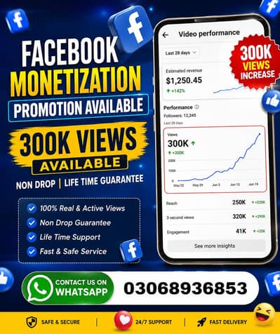 Facebook Monetization Promotion – 300K Views Available