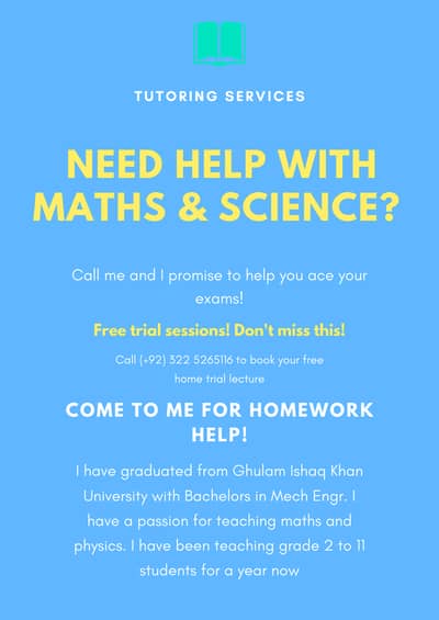 Experienced GIKI Graduate Home Tutor for Maths & Science (Grade 2–11)