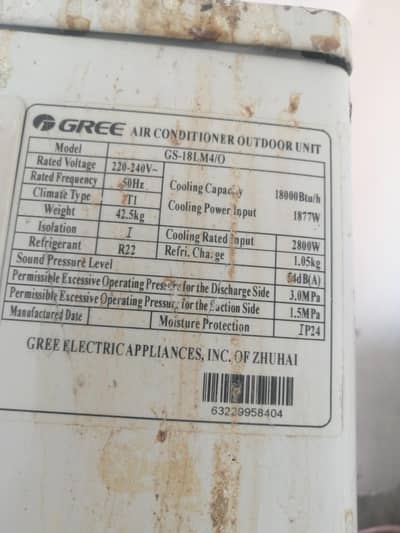 Gree Split 1.5 ton 1st hand still working condition Reason buying Inve