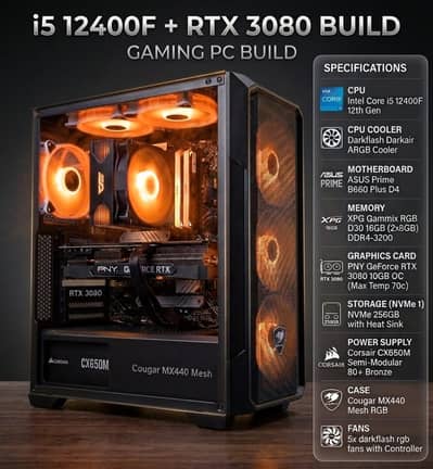 RTX GAMING PC i5 12400F/RTX 3080/16GB/256GB