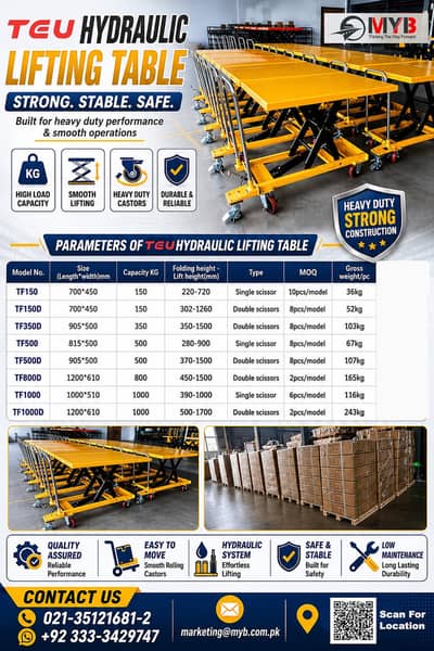 TEU Hydraulic Lifting Table | Heavy Duty Scissor Lift Table - MYB