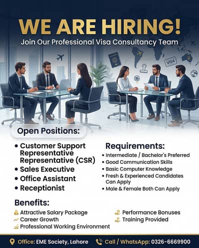 CSR & Sales Staff Required – Visa Consultancy