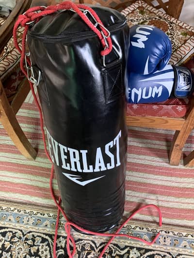 Boxing bag and gloves