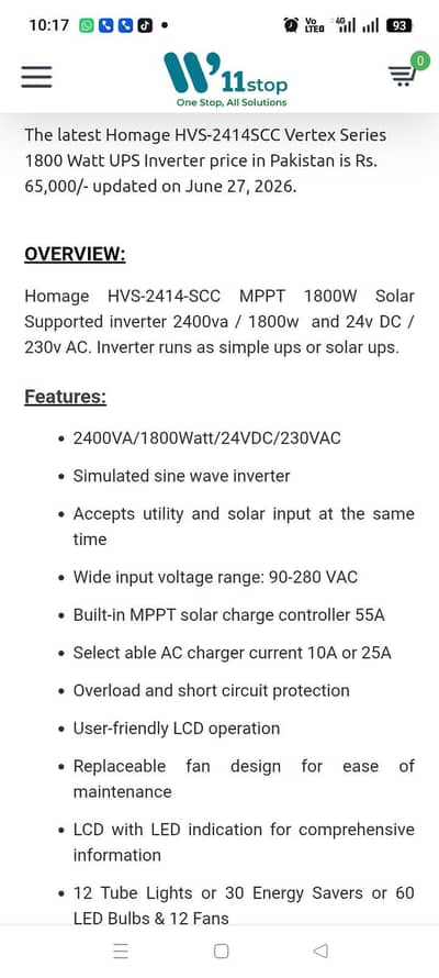 homage 1800wt solar inverter ups