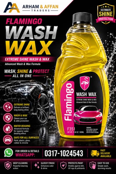 Flamingo Wash Wax Car Shampoo 500ml – Wash, Shine & Protect