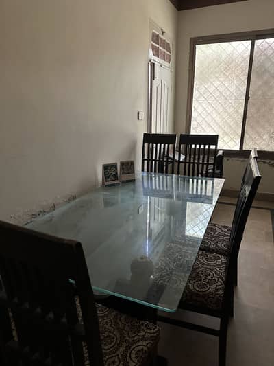 6 seater tempered glass dining table
