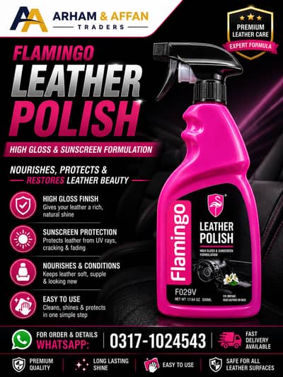 Flamingo Leather Polish Spray 500ml – High Gloss Leather Care