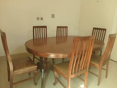 Wooden Dining table with 6 chairs