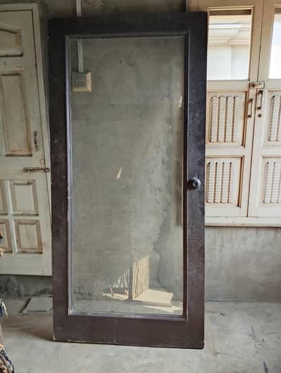 Wood & Glass Door with Lock