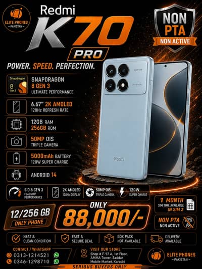 Redmi K70 pro | snapdragon 8 Gen 3 | 12GB RAM 256GB | non PTA