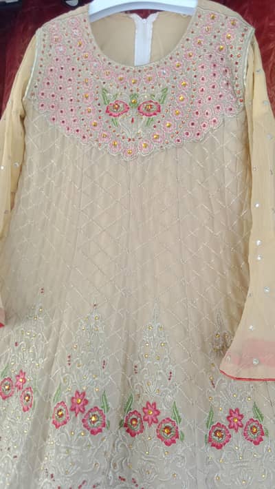 Embroidered Frock with net sharara