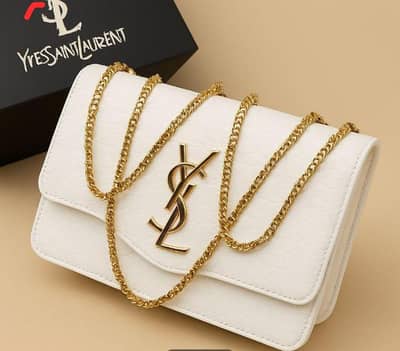 white bag gold chain for women