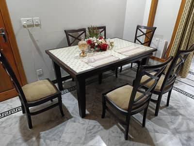 Wooden Dining Table with 6 chairs