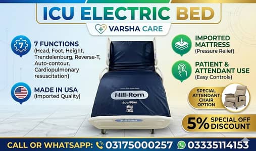 ICU electric bed Hill room Varsha care 7 function with imported mattre