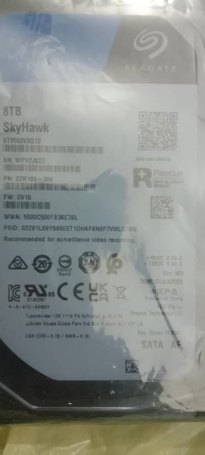 8 TB hard disk never used pin pack without warranty