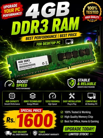  4GB DDR3 Desktop PC RAM | 1333/1600MHz | 100% Tested