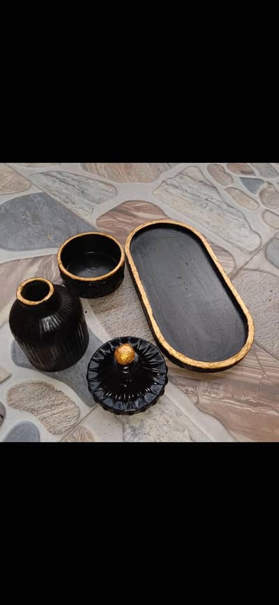 "3-in-1 Concrete Home Decor Set (Vase, Tray, Storage Box)"