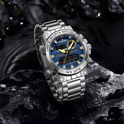 Naviforce NF9237 Original Dual Display Sports Watch (Blue Dial)
