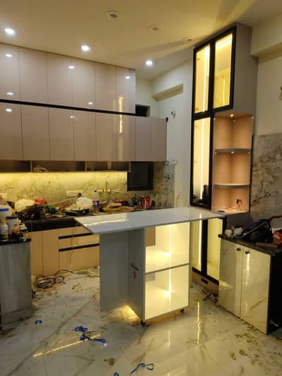 Wallpaper,pvc panel,wood&vinyl floor,kitchen,led rack,ceiling,blind