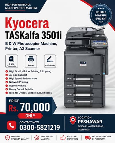 Kyocera Taskalfa 3501i B & W Photocopier Machine, Printer, A3 Scanner