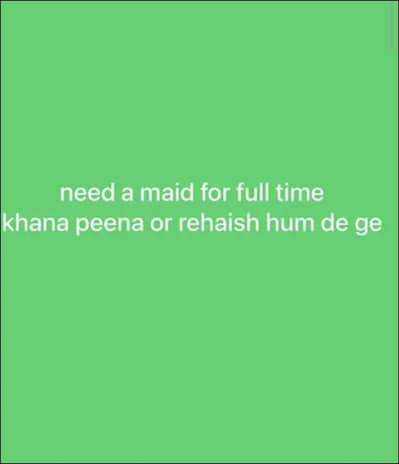 Female Maid Required