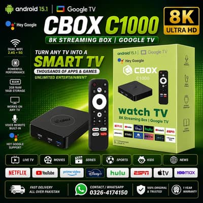 Cbox c1000 Android TV box with voice remote 8gb/128gb