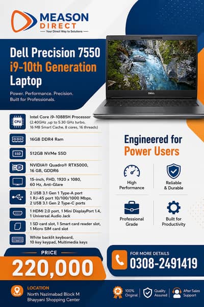 Dell Precision 7550 | i9-10th Generation Laptop