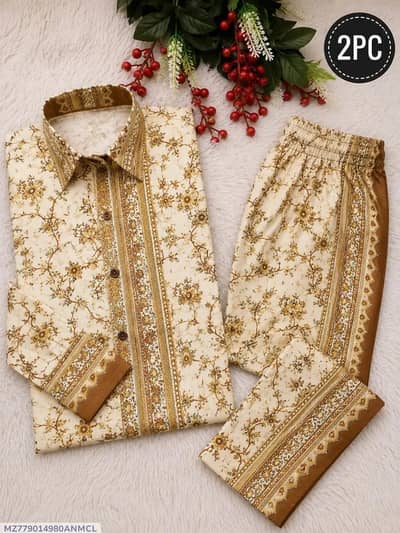 Beautiful Women's Unstitched 2-Piece 3-D Block Printed Suit
