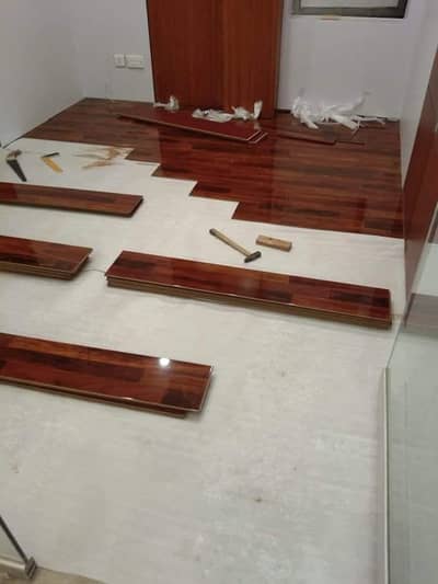 wood&vinyl floor,kitchen,led rack,ceiling,blind, wallpaper,PVC panel
