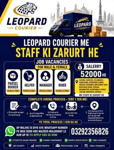 vacancies available in leopard courier company