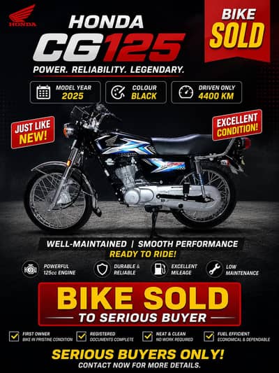 Honda CG 125 2025 Black | Like New | Excellent Condition