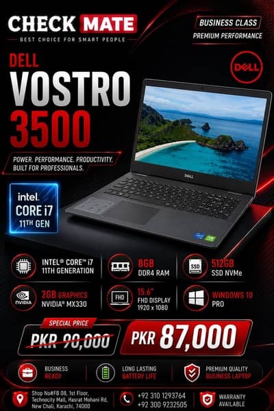 Dell vostro 3500 | core i7 11th gen | 8GB RAM | 512GB | 15.6" display