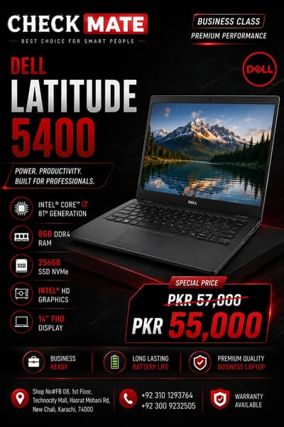 Dell latitude 5400 | core i7 8th Gen | 8GB RAM | 256GB SSD | 14" FHD