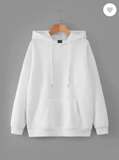 Men's Fleece Hoodie White Kangaroo Pocket Medium to XL