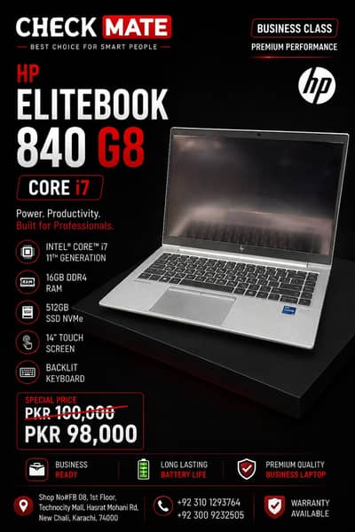 HP EliteBook 840 G8 | core i7 11th Gen | 16GB RAM | 512GB SSD | touch
