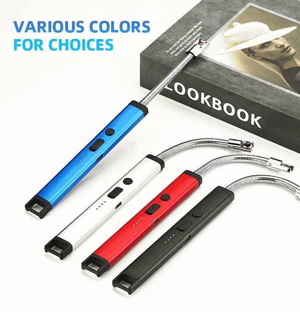 USB Rechargeable Electric Arc Lighter | Flameless, Windproof, 360° Rotating Neck for Candles, Kitchen, Camping