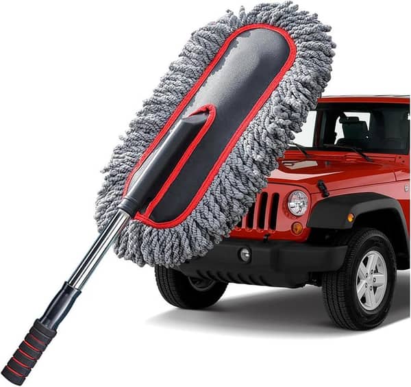 Car Duster Microfiber with 33-Inch Telescopic Handle – Scratch-Free, No-Water Dust Cleansing for Car, Truck, SUV, Motorcycle & Home